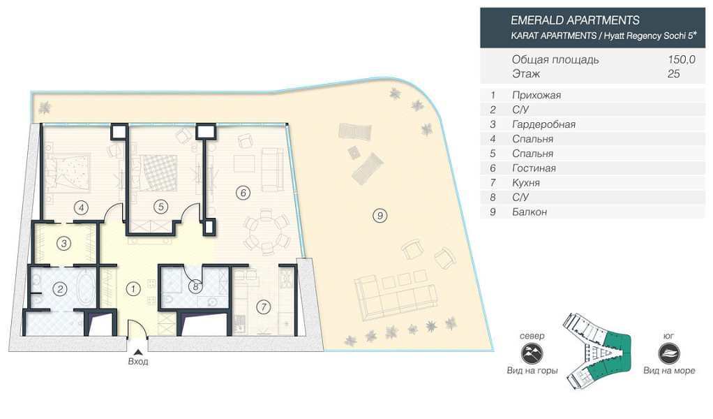 Апартаменты под ключ 150м KARAT APARTMENTS • Hyatt Regency Sochi