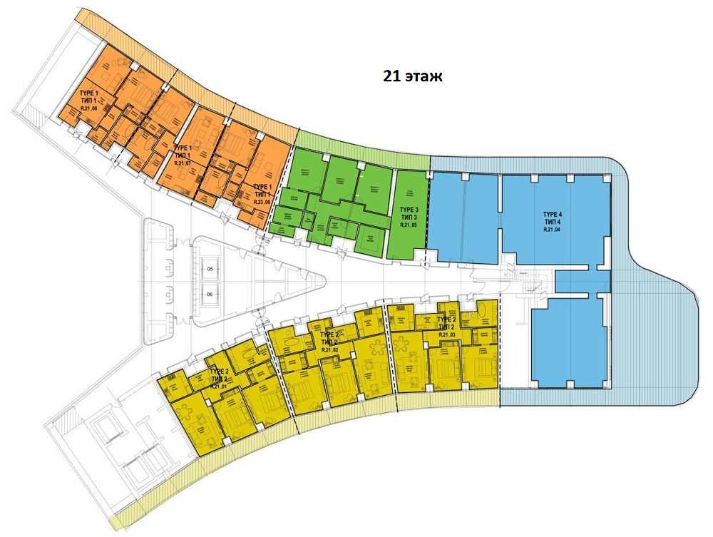 Планировка этажа KARAT APARTMENTS • Hyatt Regency Sochi