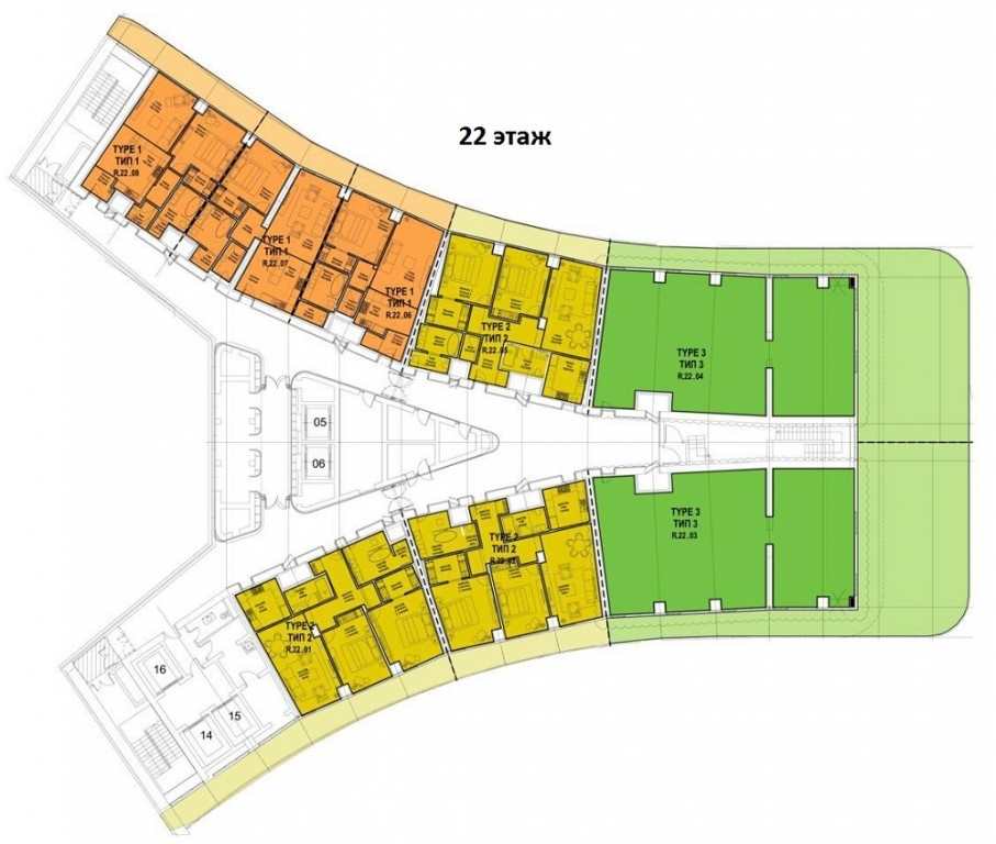 Планировка этажа KARAT APARTMENTS • Hyatt Regency Sochi