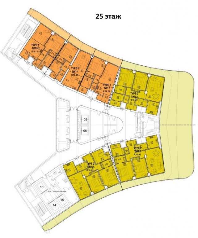Планировка этажа KARAT APARTMENTS • Hyatt Regency Sochi