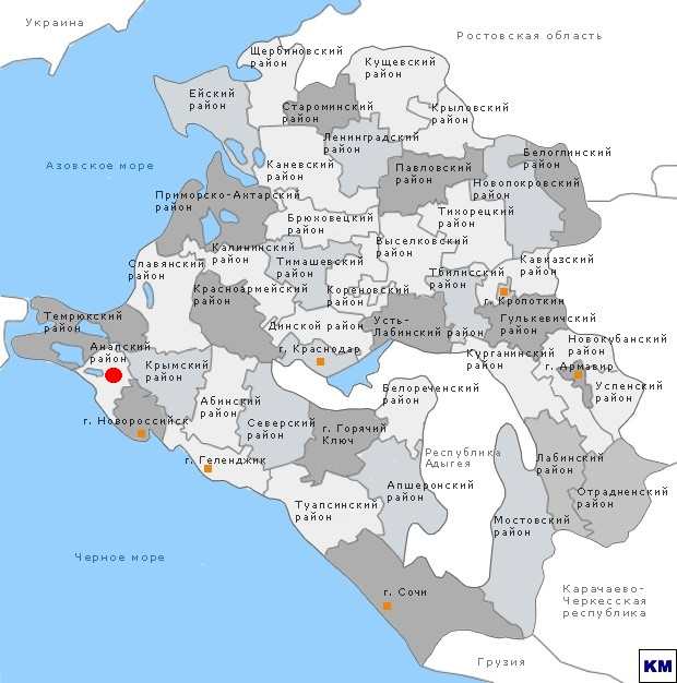 Карта Краснодарского края, Анапский район